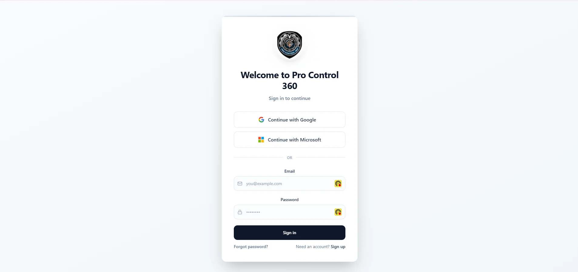 Login PRO Control 360